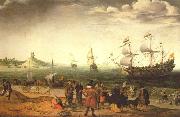 The painting Coastal Landscape with Ships by the Dutch painter Adam Willaerts Adam Willaerts